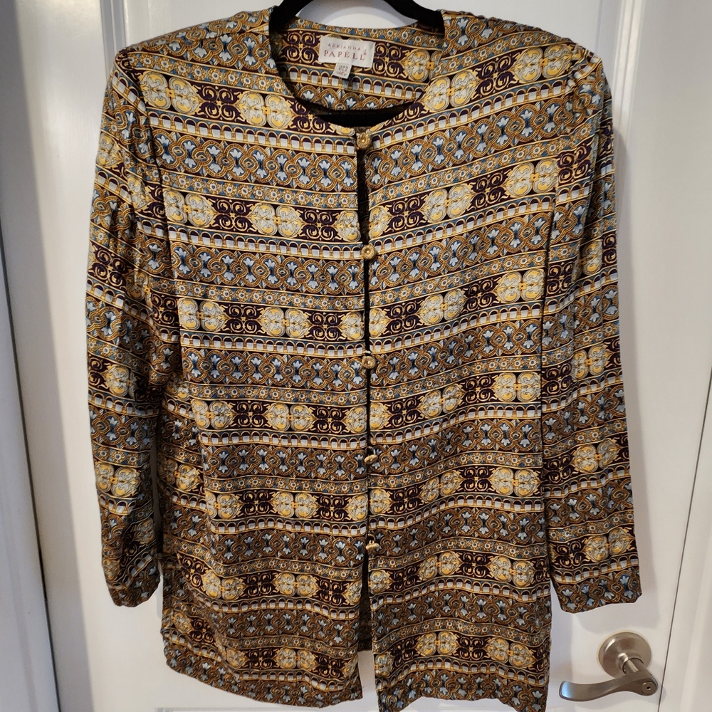 Adrianna Papell size 12 silk vintage blouse